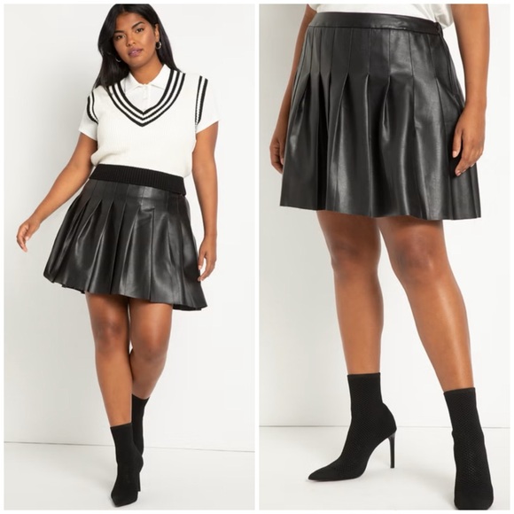 Eloquii Dresses & Skirts - ELOQUII Vegan Faux Leather Pleated Skirt - SZ 24